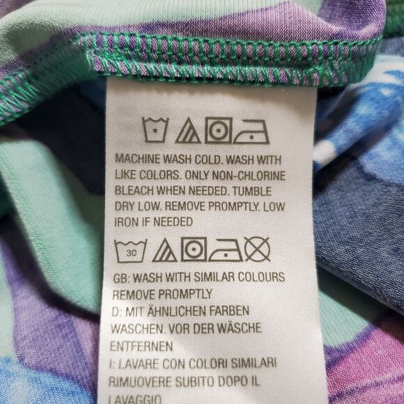 Susan Graver Liquid Knit Mini Dress 1X Plus Tropical Floral Print Green Pink - Picture 9 of 10